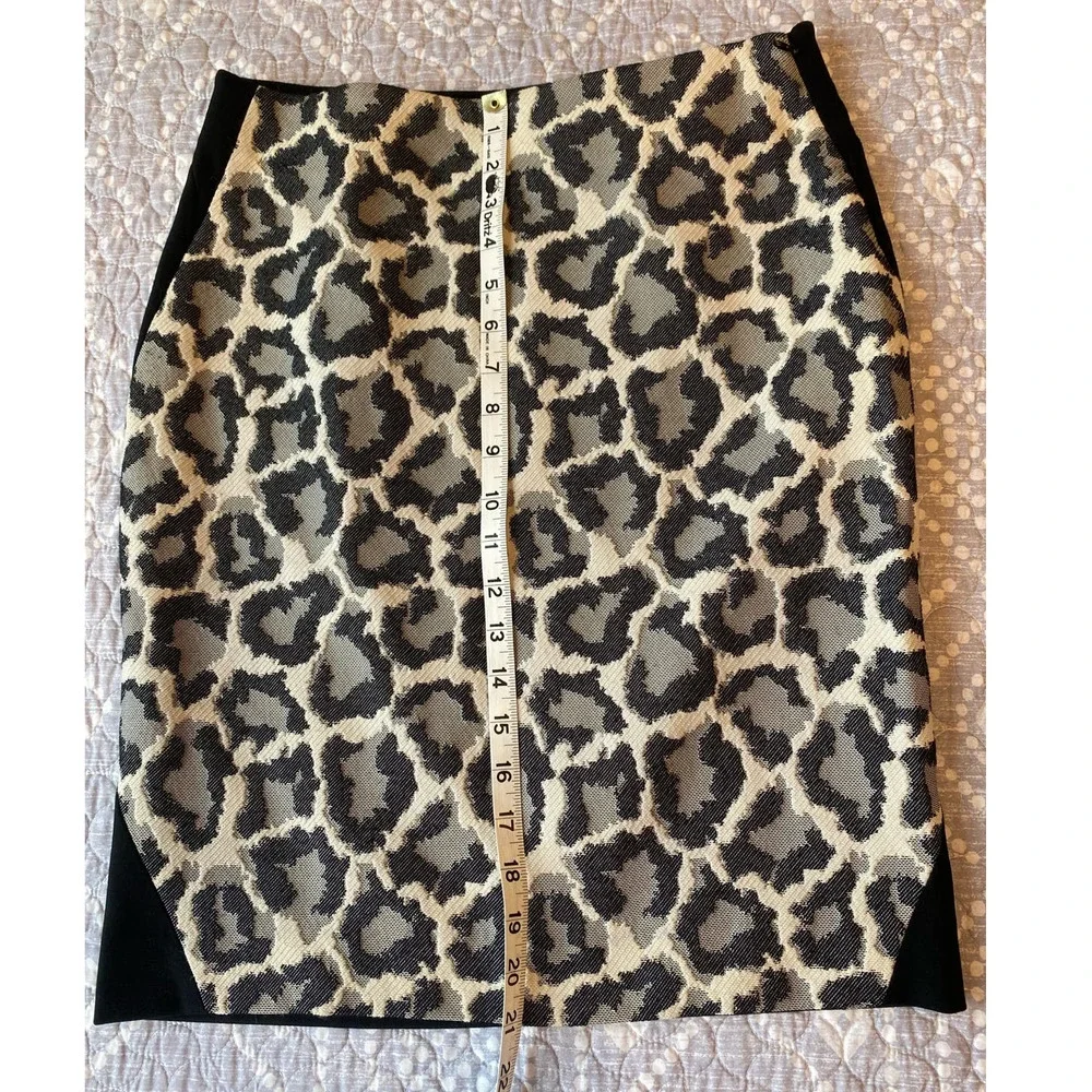 Diane von Furstenberg Women's Emma Pencil Skirt Leopard & Solid Black Size 8